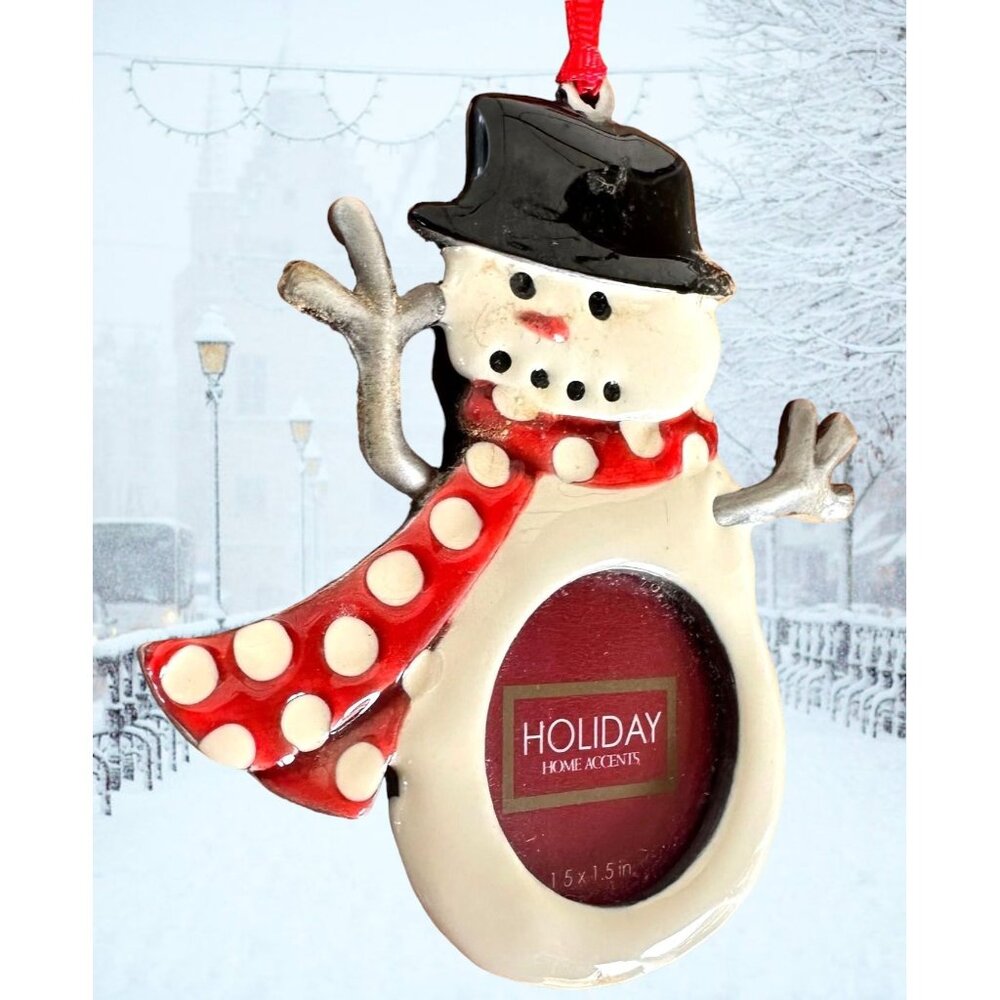 Vintage Snowman Ornament Holiday Home Accents Picture Frame Christmas Valentine